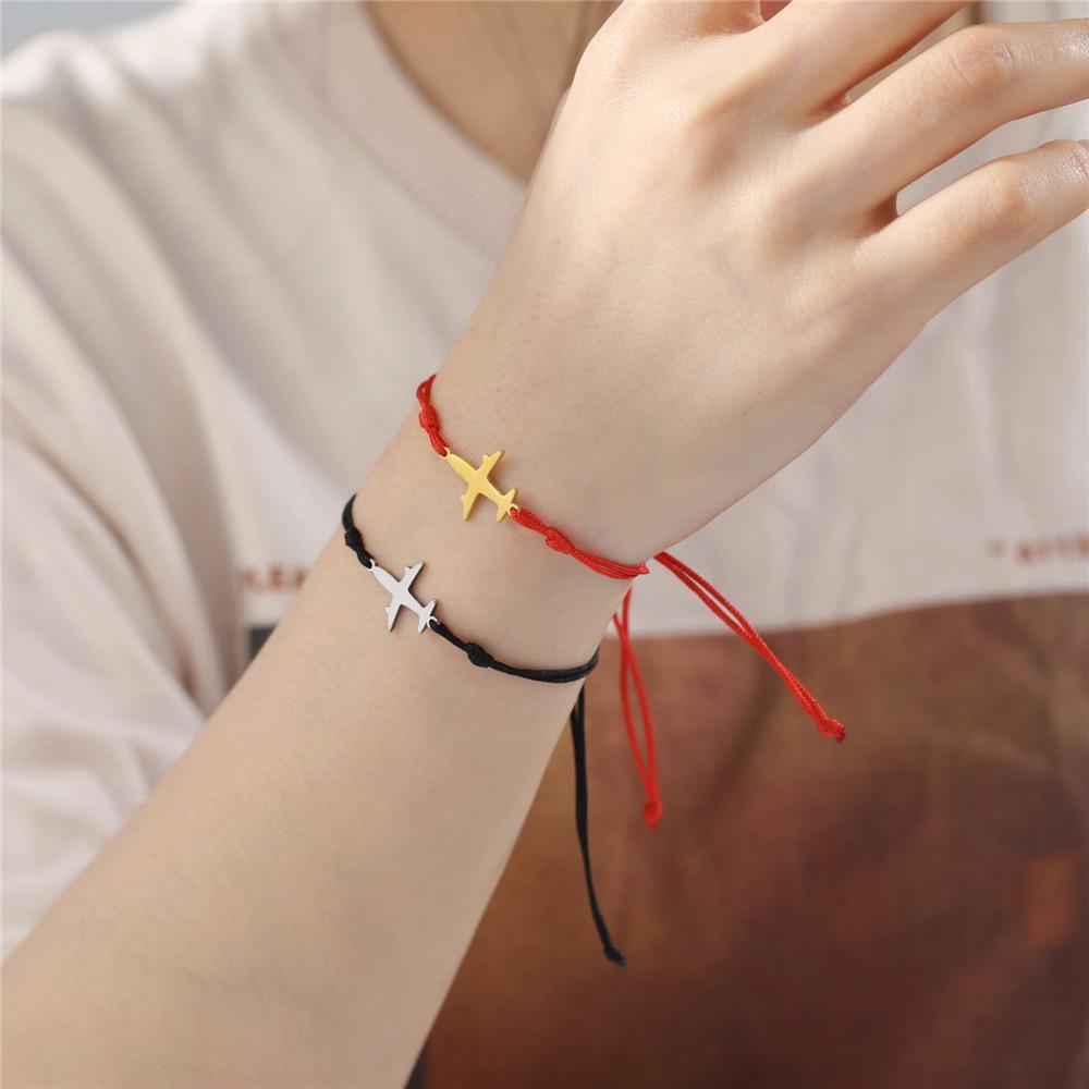 Damen-Armbänder mit Flugzeug-Anhänger, zweilagige Perlenketten-Armbänder, Schmuck aus Edelstahl, Freundschaftsgeschenk
