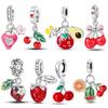 Strawberry Cherry Apple Avocado Fruit Charms Pendants Bead Fit Diybracelet Originalcopper Birthday Jewelry Fine Gift