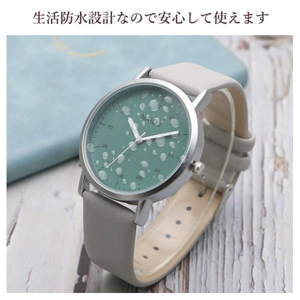 Watch Cute Stylish Dial Easy To Read Analog Waterproof Gray X Green Women's