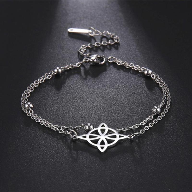 Geometric Witch Celtics Knot Charm Bracelet Women Female Stainless Steel Witchcraft Chain Love Bangles Jewelry