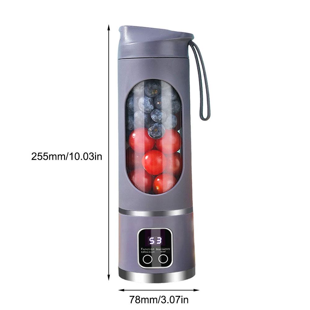 450ml Portable Juicer Blender Cup USB Rechargeable Mini Electric Juicer 1500mAh with 8 Blades for Home Office Travel