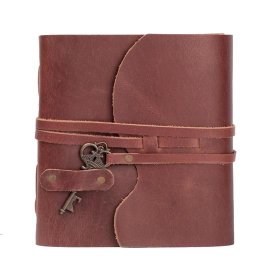 Genuine leather diary, handmade leather journal, key clasp, handmade pages