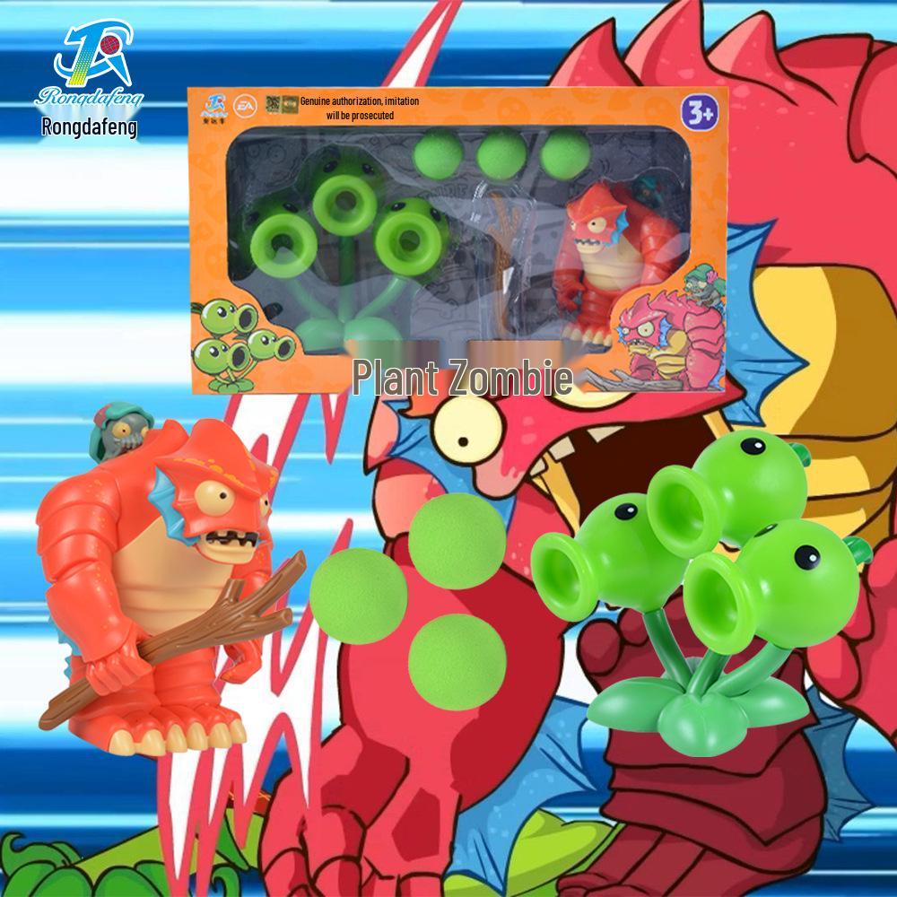 Plants vs. Zombies Egyptian Zombie Doctor and Triple Pea Pod Shooter Card Game Toy Set