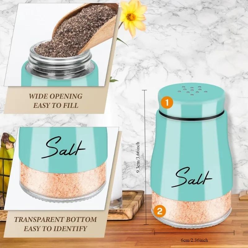 1 Set of 2pcs Salt and Pepper Shaker Set, 120ml Glass Bottle with Stainless Steel Lid for Kitchen Salt and Pepper Organizer