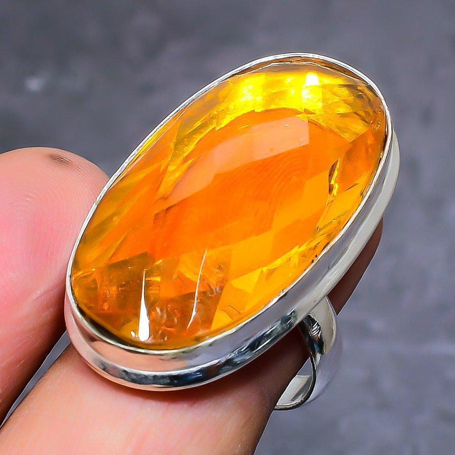 Citrine Gemstone 925 Sterling Silver Jewelry Ring Size 8