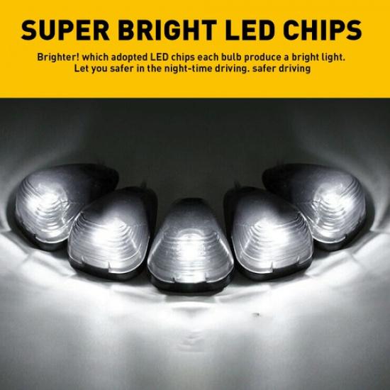 5 Smoked Lens White LED Cab Roof Marker Light For 99-16 F250 F350 Super Duty EXV