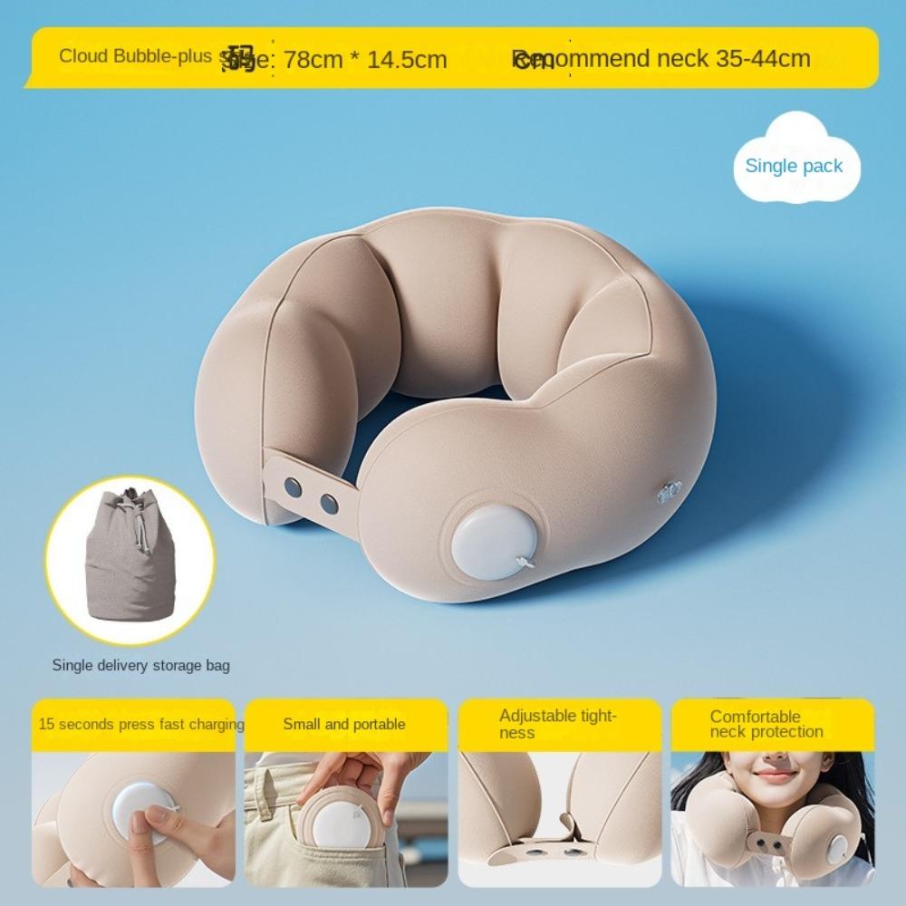 Comfort Inflatable  Travel  Pillow Pressed Inflation Neck Support Cushion  Women Men