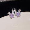 Custom Zircon Heart Rabbit Stud Earrings - Unique Geometric Jewelry for Women