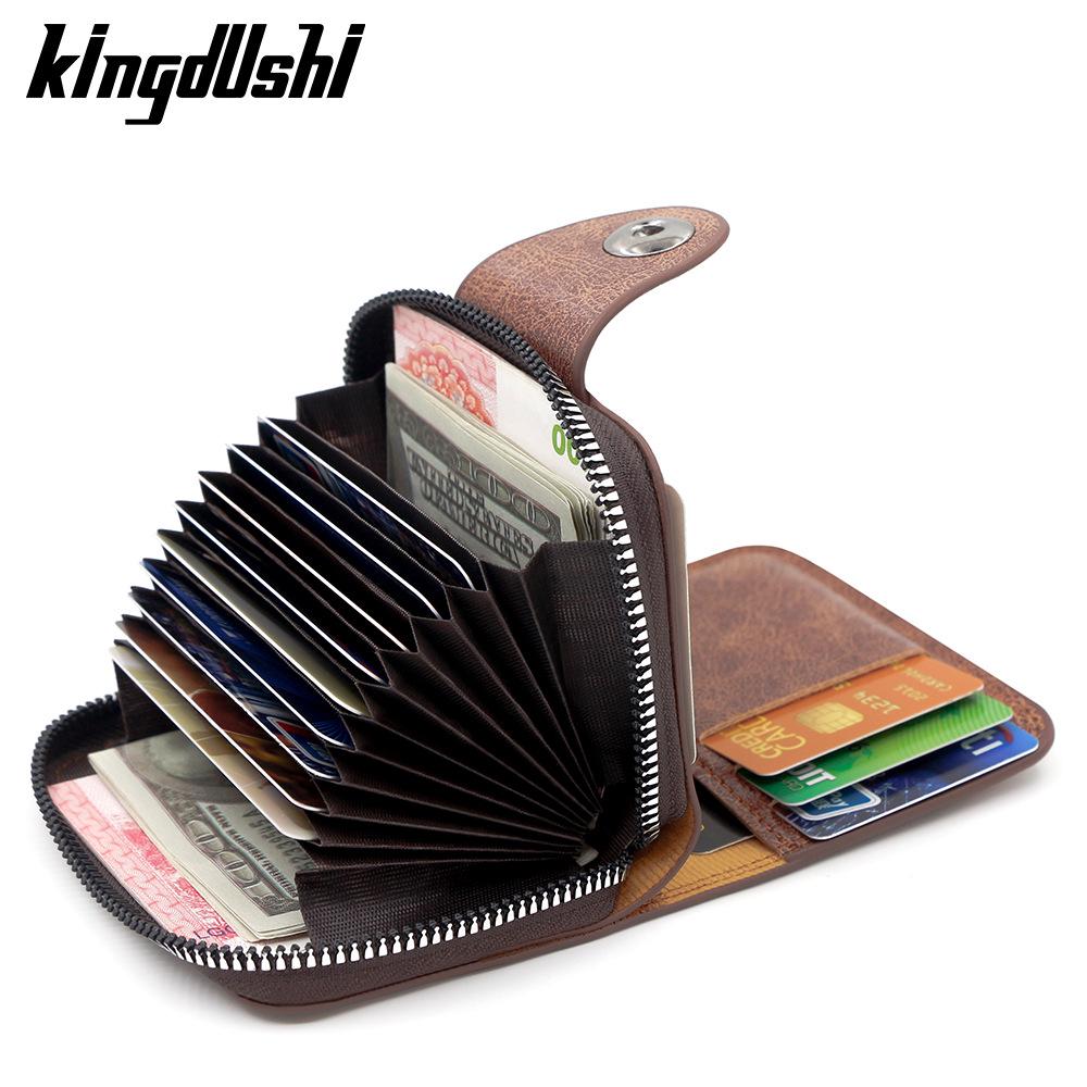 Herren Retro Leder Kartenhalter mit Magnetverschluss - Akkordeon-Design mit großer Kapazität für Karten, Ausweis und Münzen