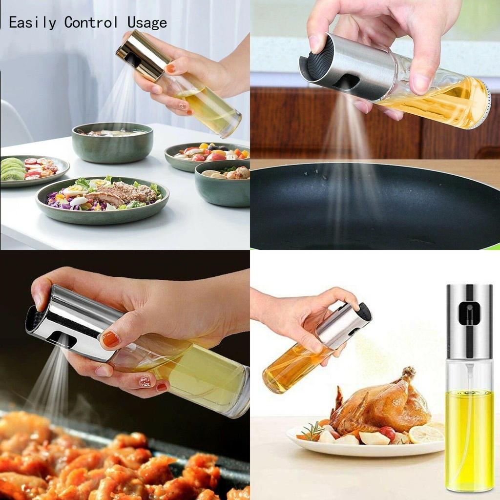 Küche Edelstahl Olivenöl Sprühflasche Pumpe Öl Topf Grill Auslaufsicher
