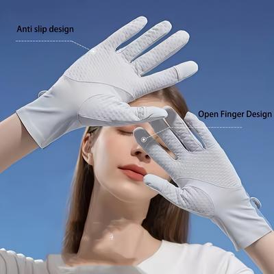 Sun Protection Gloves For Women Breathable Sunscreen Ice Silk Gloves Colorful Elegance Thin Design Outdoor Cycling Sports Gloves