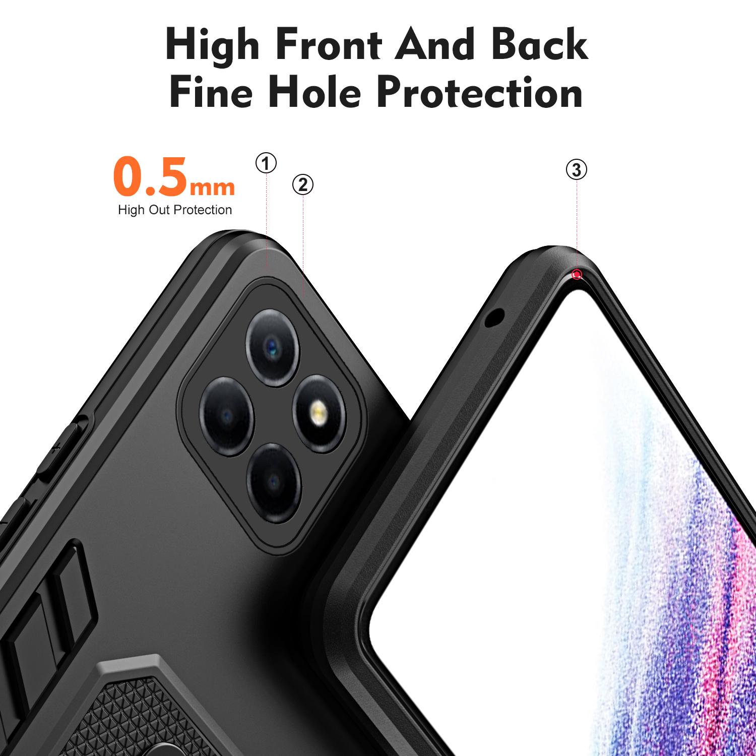 

For Honor X8 5G/X6 4G/X6s 4G Silicone Ring Strap Phone Case TPU+PC Back Cover with Hidden Kickstand Blue
