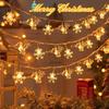 Christmas Snowflakes Lights Battery Operated LED Lights String  with Snowflakes and Elk Waterproof Shatterproof  for Outdoor Indoor Xmas Bedroom Decor