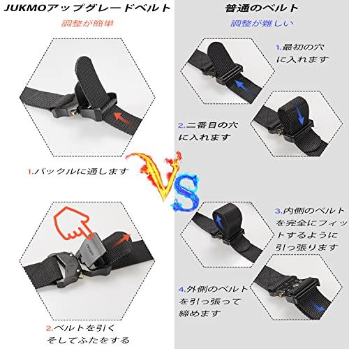 JUKMO Men's Tactical Work Belt with Quick-Release Buckle (Black, Size M - Waist Length 75cm-110cm (Total Length 125cm))