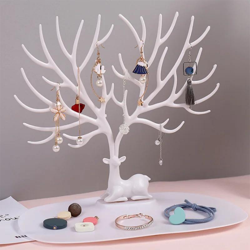 Plastic Antler Shaped Makeup Organizer Jewelry Box Ring Lipstick Rack Necklace Display Organizer