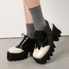British Style Lace-up Student  Shoes Color Matching Platform Single Shoes