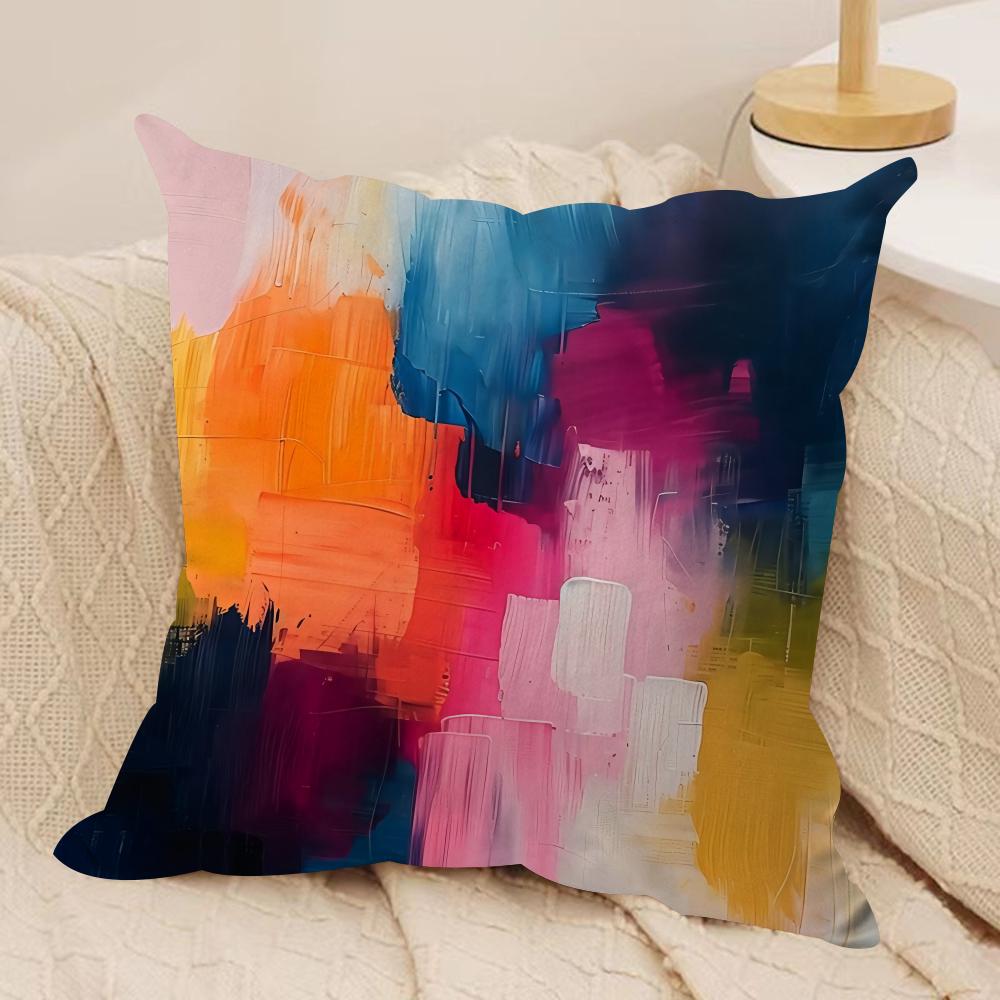 Fashion Color Paint Cushion Cover Pillowcase Ultra Soft Skin Friendly Fabric Cloud Like Comfort Concealed Zipper
