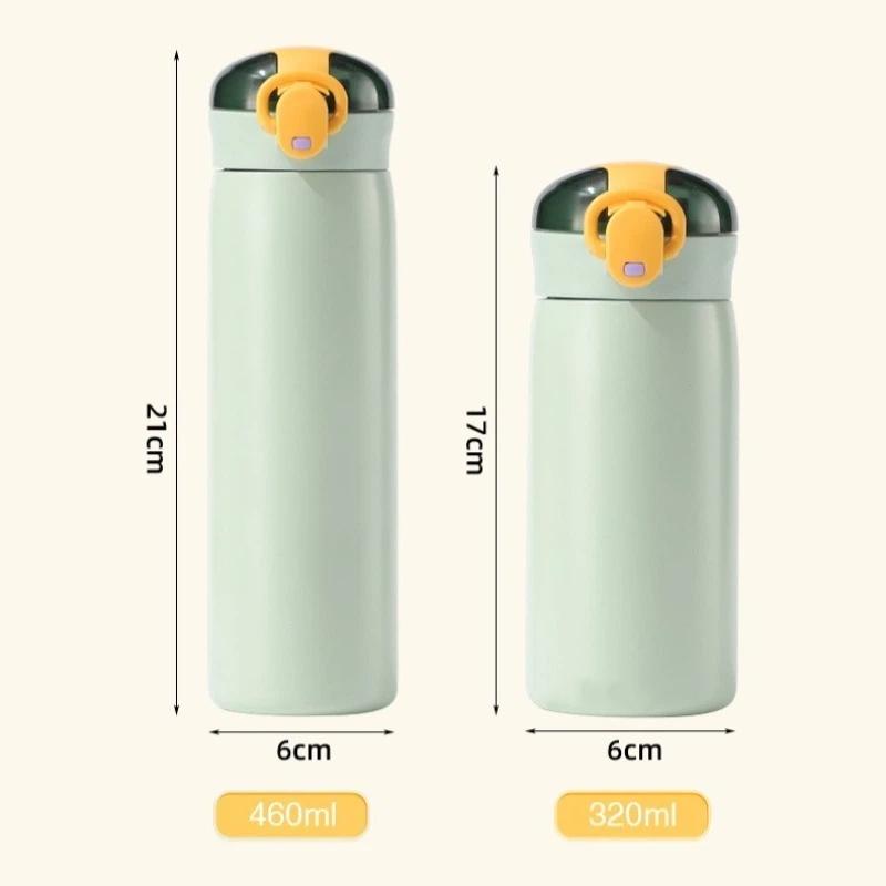 1 Pezzo 320/460ml Borraccia Termica in Acciaio Inossidabile Portatile Tazza con Cannuccia per Bambini Termos Termico Caldo e Freddo Borraccia per Studenti