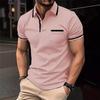 Slim Fit Men's Short Sleeve Polo Shirt with Pocket, Casual Daily Wear Top