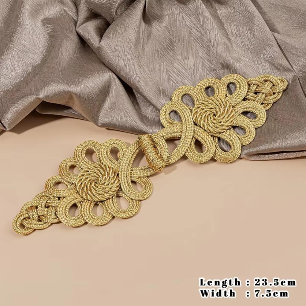Handmade Chinese Knot Buttons Golden Cheongsam Buttons Traditional Gold Lace Trim Clasps  DIY Craft