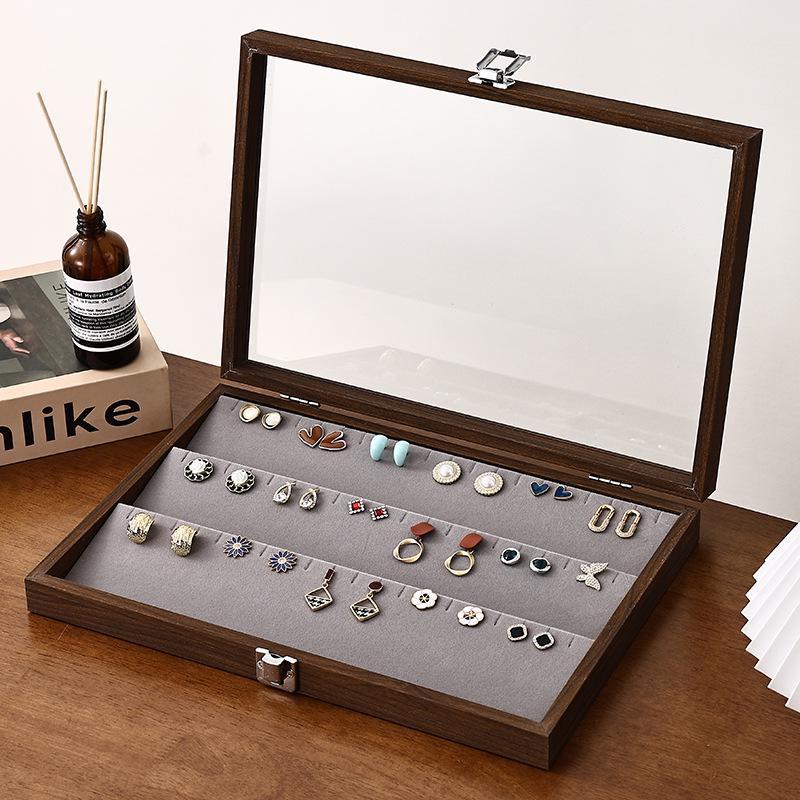 Walnut Wood Large Jewelry Box - Anti-Oxidation Storage for Rings, Earrings, Necklaces, and Bracelets