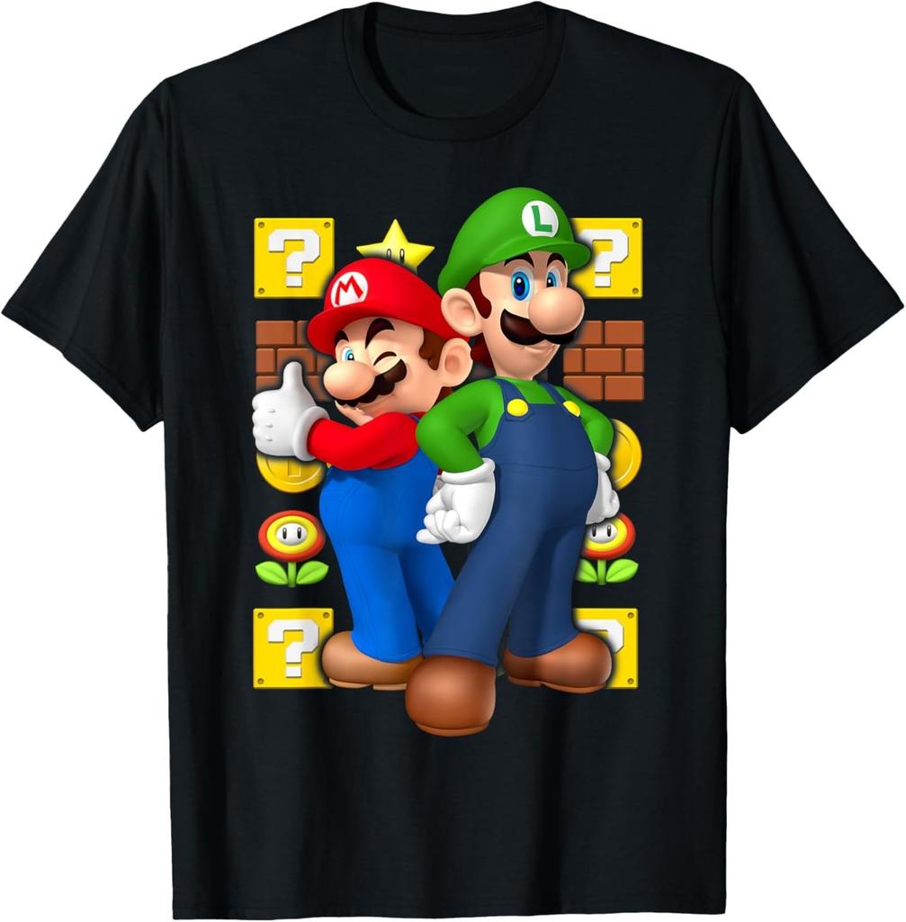 T-shirt Grafica Nintendo Super Mario Luigi Pollice in Su