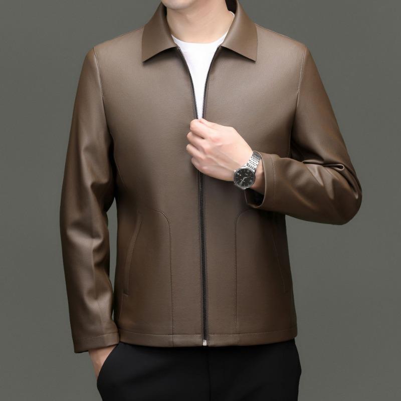 Men's Genuine Leather Jackets Men's New Autumn and Winter Dad Clothes Middle-aged Men's Leather Jackets