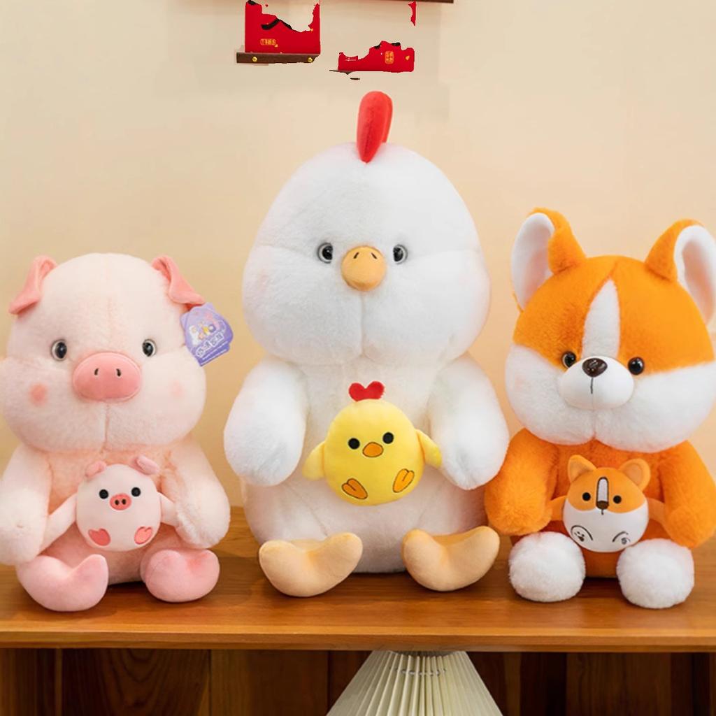 Cute Little Fox Doll Little Doll Corgi Plush Toy Pig Grab Machine Doll Birthday Gift Girl