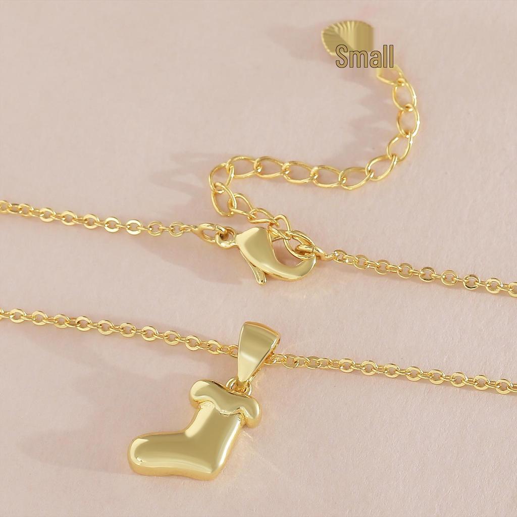 Copper Electroplated Gold Christmas Stocking Pendant Necklace - Women's Niche Clavicle Chain Design