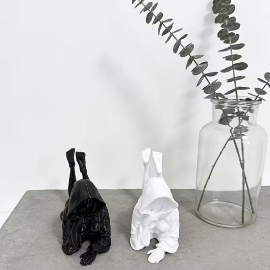 Moisture-proof Ornament 3D Printed Lying Robe Girl Statue, Modern Minimalist Hooded Faceless Figurine Woman Desktop Decoration, Elegant Sculpture Art