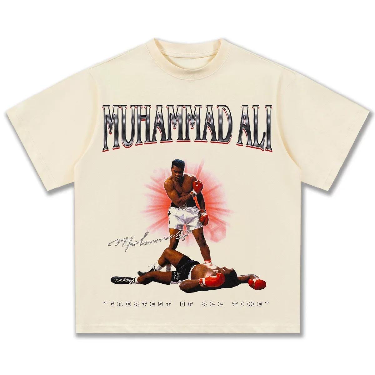 Simple Chic Street Clothing 2026 Heren Oversized Muhammad Ali Vintage Grafisch T-shirt Boksprominent Print Katoen Klassieke Sportkleding Dagelijkse Casual Essentieel XL