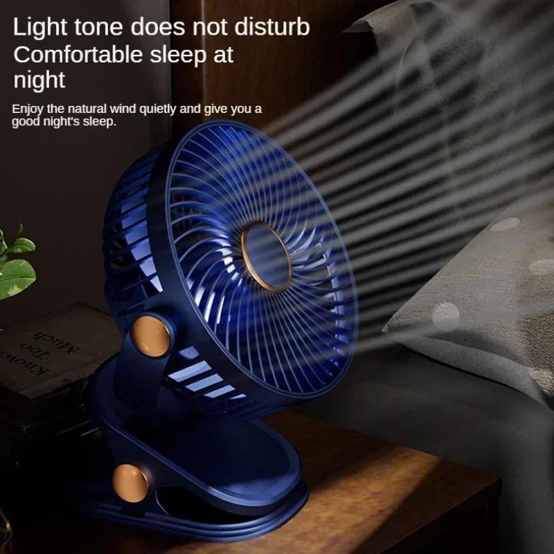 Portable Car Fan 360 Rotate Speeds Desk Fan USB LED Night Light with Clip  Small Desk Fan Outdoor Camping Fan Car Accessories
