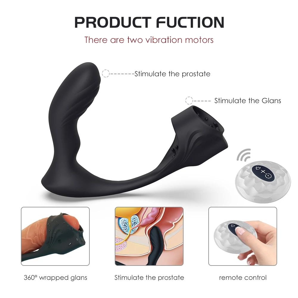 Anal Vibrator Prostate Massager Penis Cock Ring G-spot Stimulation Waterproof Butt Plug Adult  Sex Toys for Male Female 18+