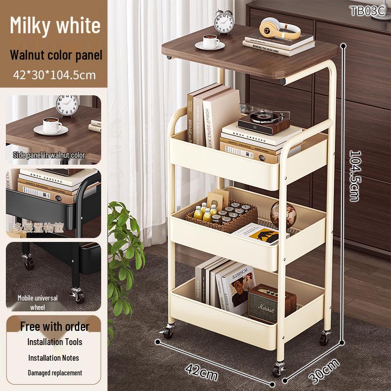 Beweglicher mehrstöckiger Snack- und Kaffeetisch: Faltbares Regal für Wohnzimmer & Schlafzimmer