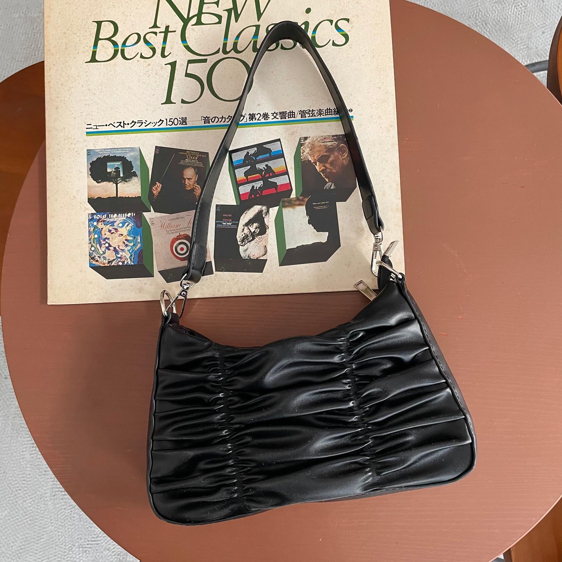 

Роскошные дизайнерские сумки через плечо для женщин из искусственной кожи, плиссированная сумка под мышкой, простой маленький кошелек и сумки, повседневная женская сумка-шоппер 27x7x15cm