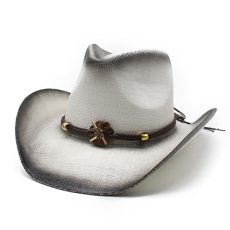 Spray Painted Cowboy Straw Hat Personalized Characteristic Hat Handmade Western Cowboy Hat Ethnic Sun Hat