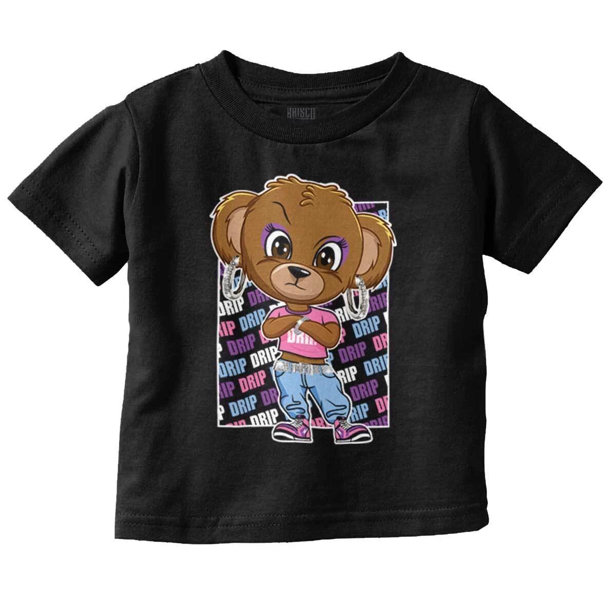 Cool Urban Streetwear Attitude Teddy Bear Toddler Girl Youth T Shirt For Kids XXL
