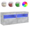 Wall Mounted TV Cabinet with RGB LED Lighting Concrete Grey 100 x 30 x 40 cm