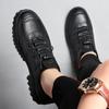 2025 new men's shoes spring breathable casual shoes men's versatile trend thickness casual fashion non-slip leather shoes