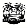 Custom Tailored Personalized Beach Decor Palm Tree Sign Outdoor Sunset Metal Sign
