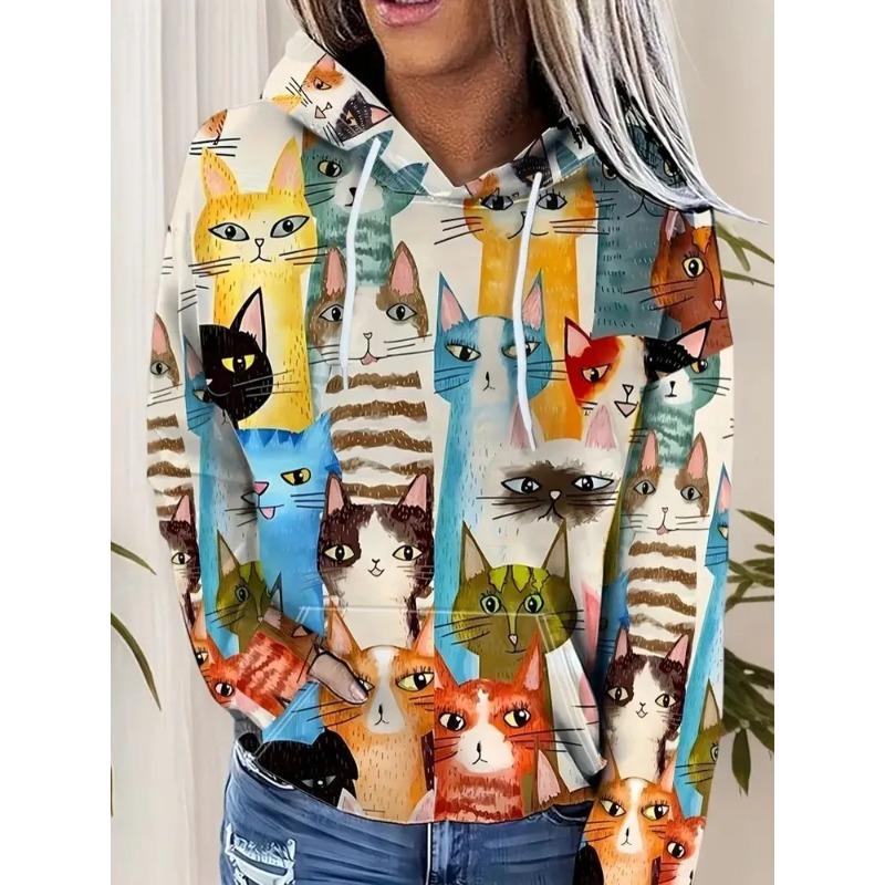 Women's Autumn and Winter 3D Printed Hooded Fashion Versatile Trend Breathable Casual Hoodies & Sweatshirts (women’s)