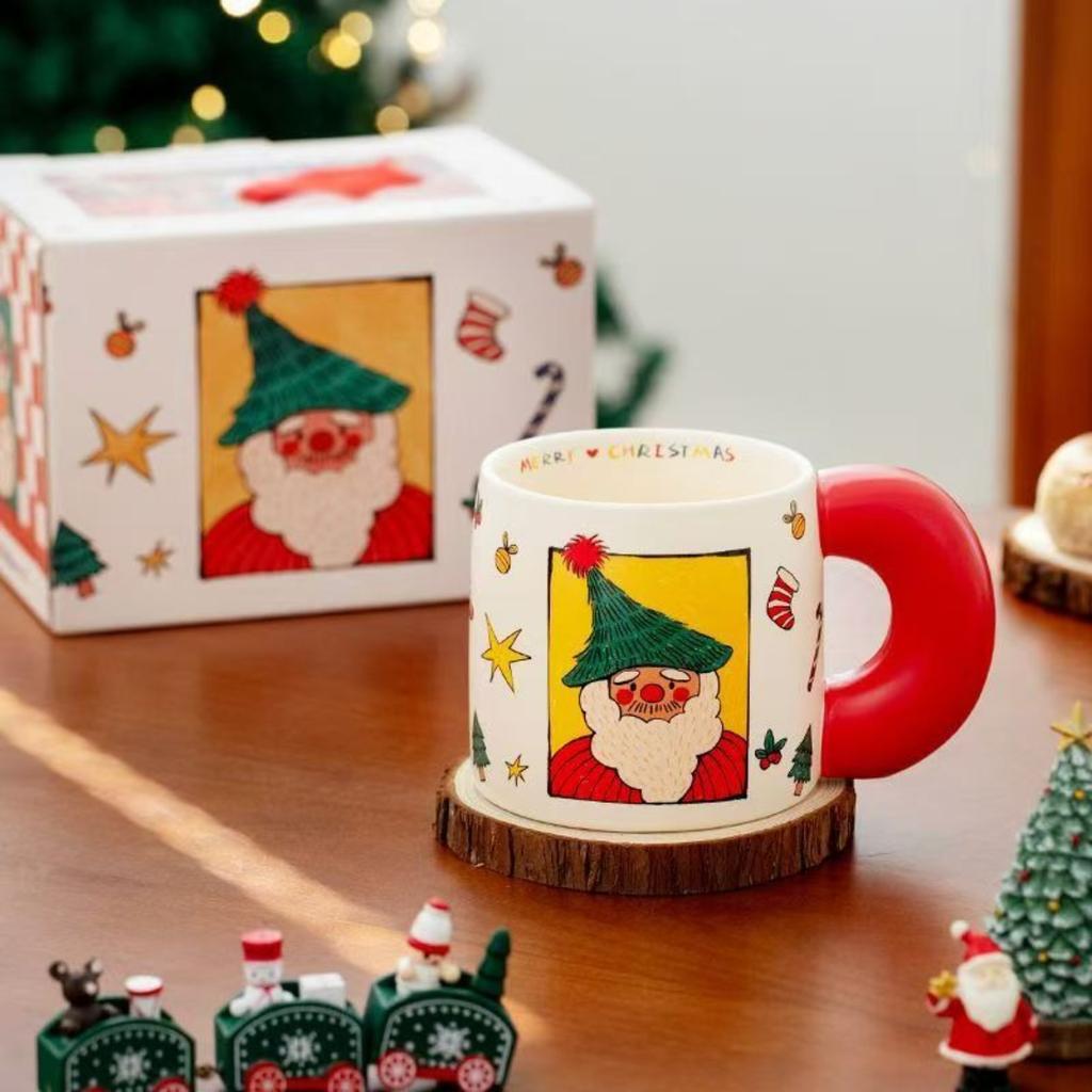 Creative Cartoon Cute Gingerbread Man Coffee Cup Christmas Mug Ceramic Water Cup Christmas Gift Holiday Gift Drinkware