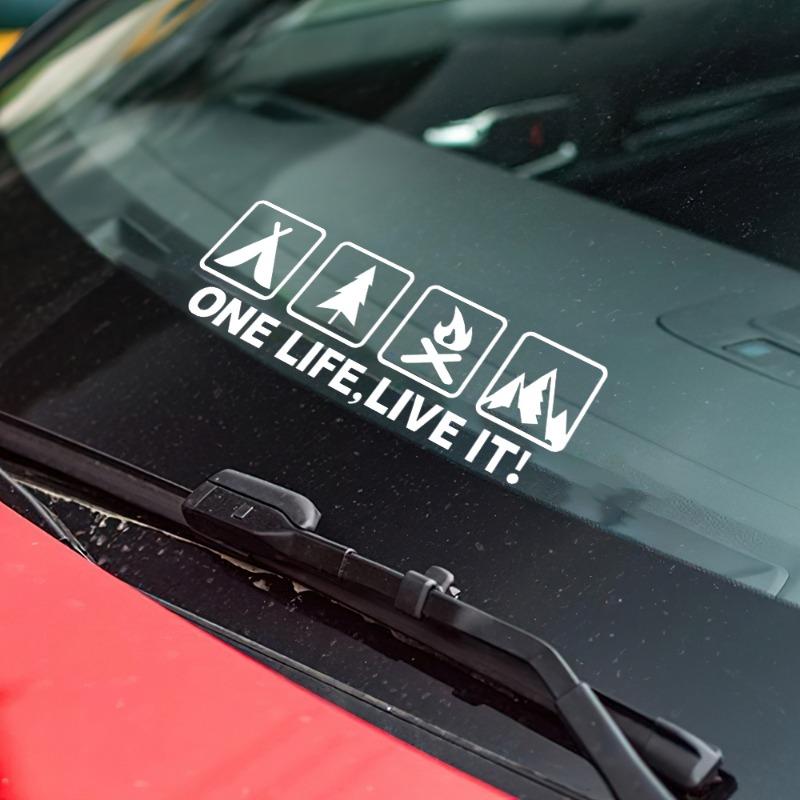 Car Reflective Sticker Universal Car Motorcycle Body One Life Live It English Decal Car Window Camping Pattern Reflective Decal