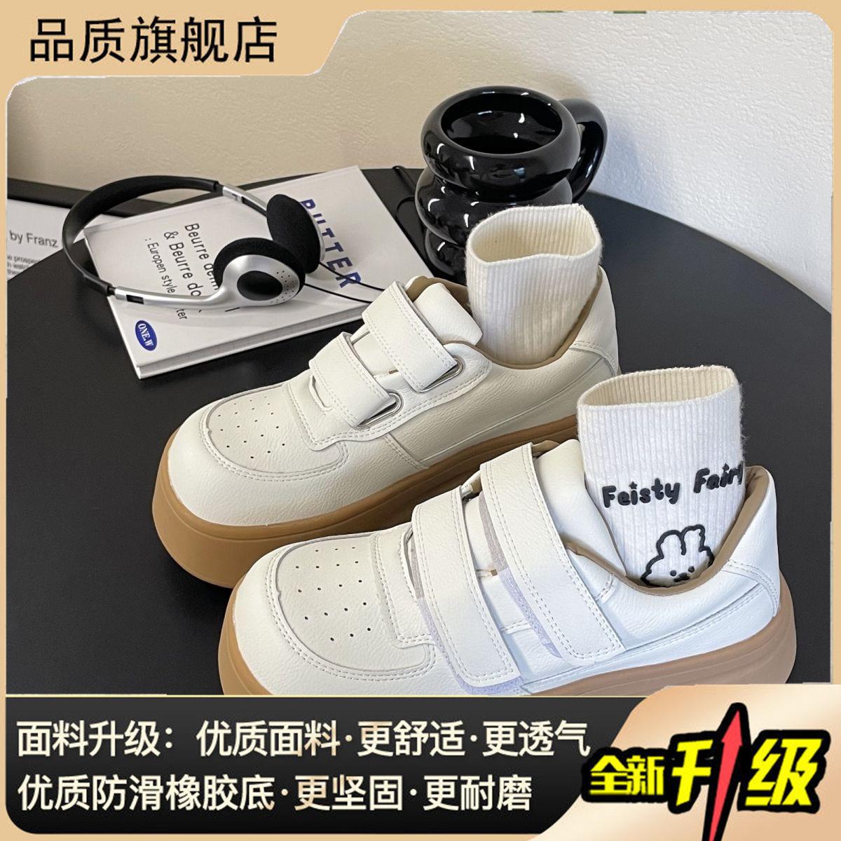 

2025 новые летне-осенние туфли на платформе Maillard, универсальные маленькие белые туфли на липучках в стиле инс, нишевые, высокоценные кеды 40 белый