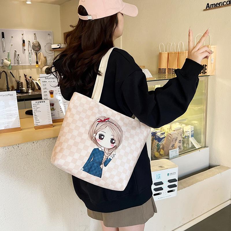 2025 New Canvas Bag Women's Shoulder Bag Shopping Bag Large Capacity Student Tutoring Bag Canvas Bag