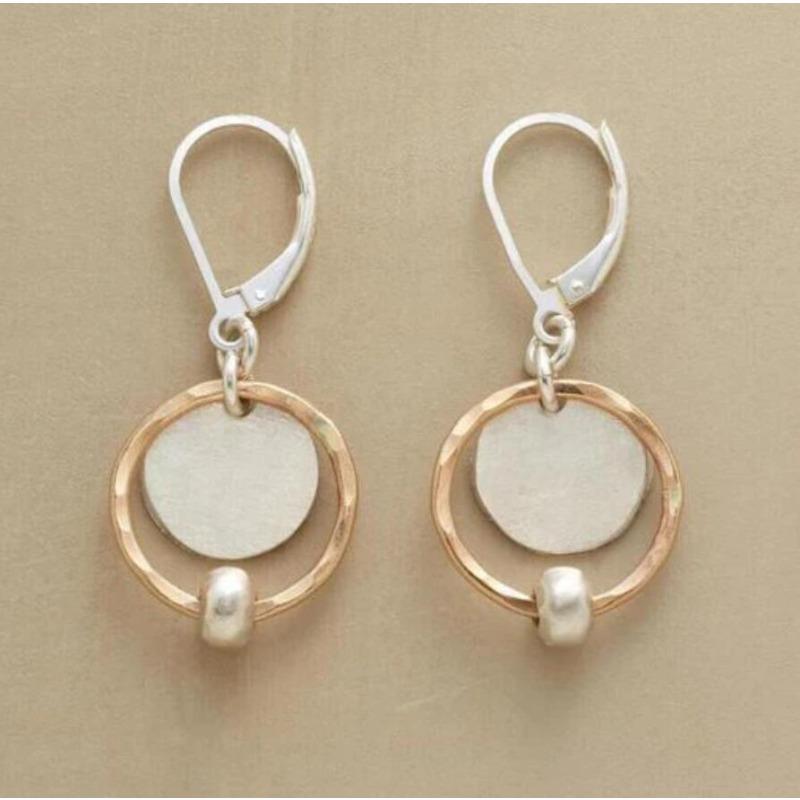 Vintage Runde Eingelegte Weiße Imitationsperlen Ohrringe Geometrische Kreativität Gold Silber Farbe Hängeohrringe für Frauen Schmuck