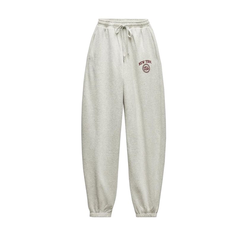 

Spring New Preppy Style Letter Print Sweatshirt 0264852 Mid-Waist Elastic Flannel Sweatpants 0264860 Striper gray trousers L