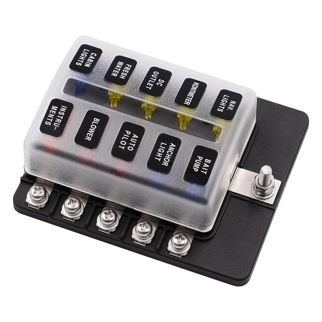 Universal 10 Way Fuse Box Block Fuse Holder Box Car Vehicle Circuit Automotive Car Fuse Accessory Tool