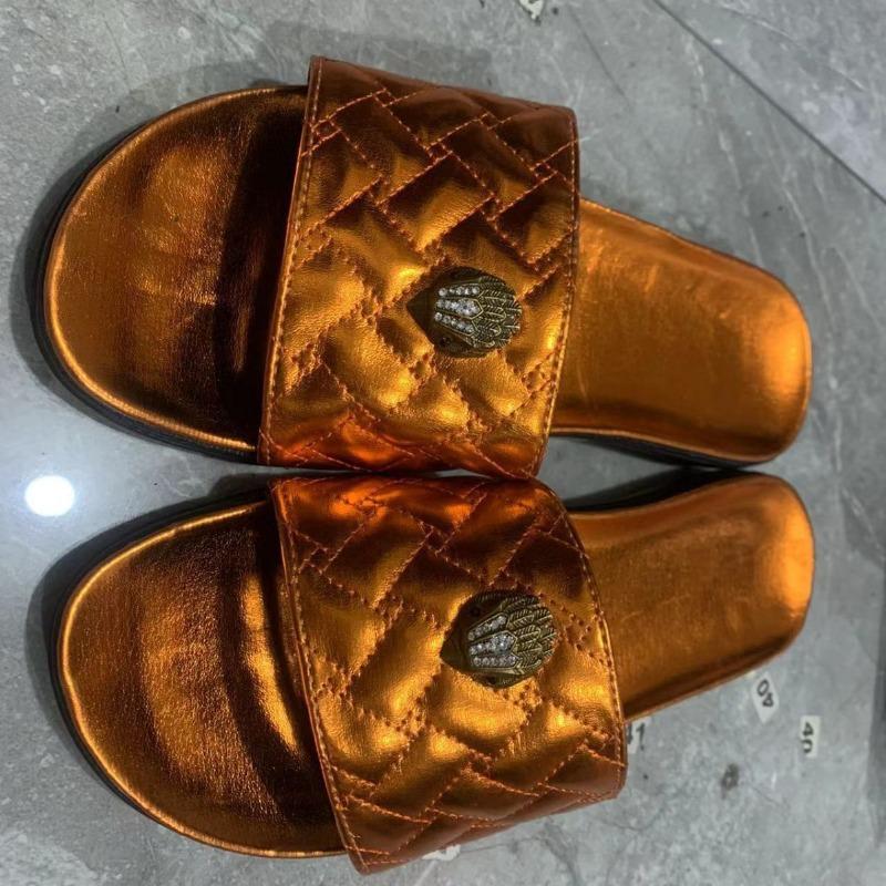 Summer New Large Size One-word Slippers Women Wear Colored Eagle Head Flat Bottom Cool Slippers Women