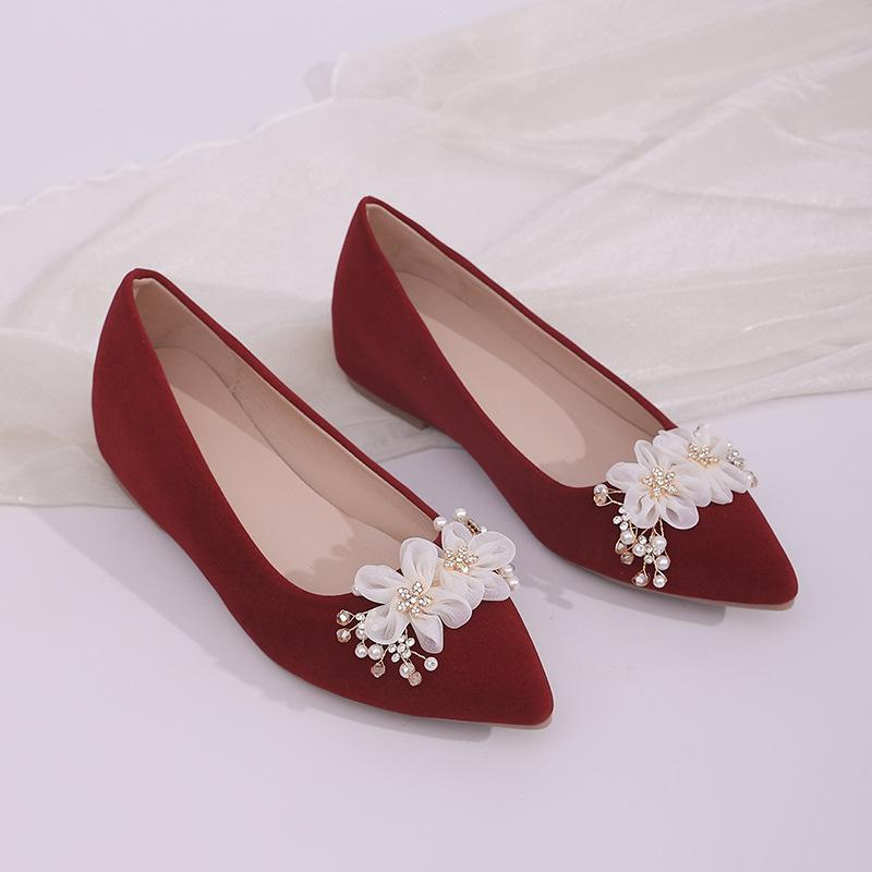 

Wedding shoes women s 2025 new Xiuhe wedding dress two wear bride Chinese toast beautiful red not tired foot wedge heel shoes 40 бордовый